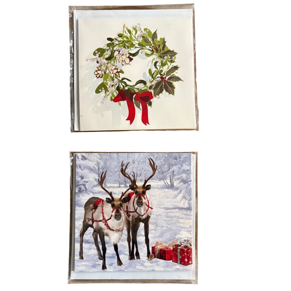 2 Treasures Pop Up Christmas Greeting Cards Jolly‎ Santa Claus Elegant Sleigh